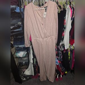 NWT ASHLEY STEWART 14/16 Pink Shimmer Jumpsuit